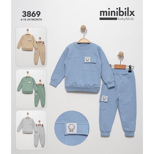 Bilkon Baby 3869 Erkek Bebe 2 İp Kapak Cepli Takım 9-24 Ay