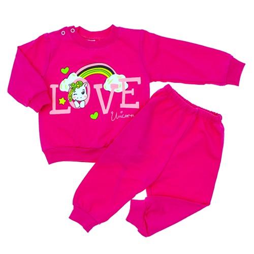 Bilkon Baby 3982 Kiz Bebek 2 İp Penye Love Baskılı 2 li Takım 9-24 Ay