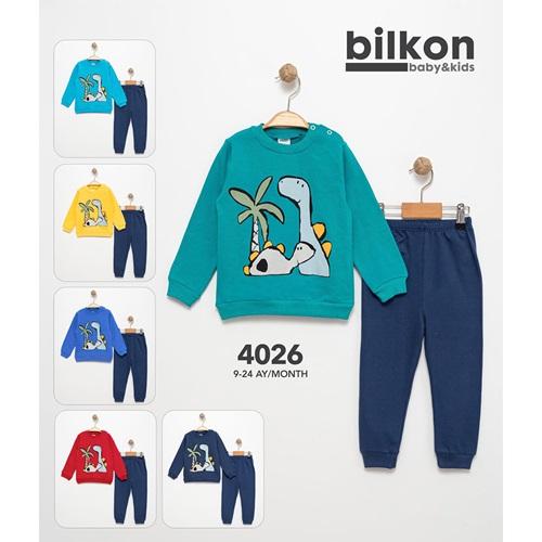 Bilkon Baby 4026 Erkek Bebe 2 İp Palmiye Dino Basklı Takım 9-24 Ay