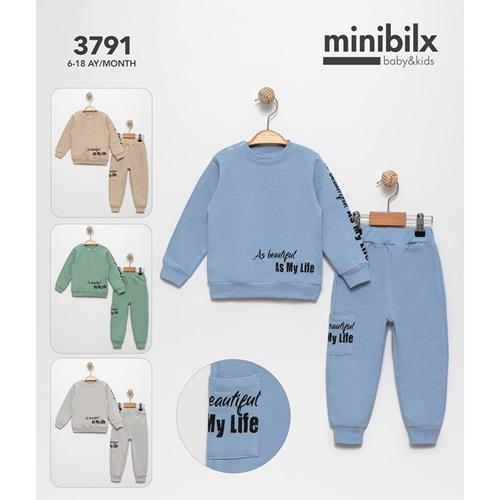 Bilkon Baby 3791 Erkek Bebek 2 İP Penye Love Baskılı 2 li Takım 9-24 Ay