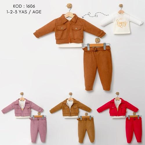 Tufitto 1606 Kız Bebe Süet 3 lü Takım1-3 Yaş
