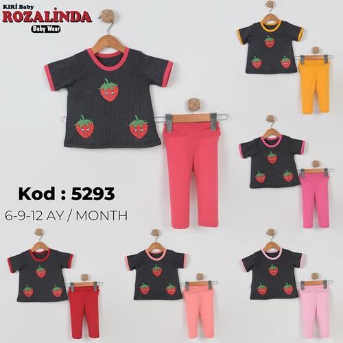 Rozalinda 5293 Kız Bebe Penye Çilekli Takım 6-12 AY
