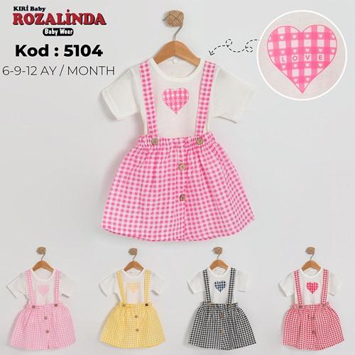 Rozalinda 5104 Kız Bebe Ekoseli Elbise 6-12 AY