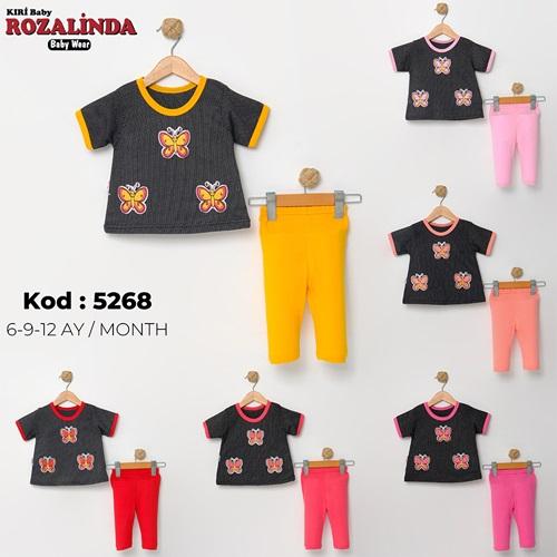 Rozalinda 5268 Kız Bebe Penye Kelebek Takım 6-12 AY