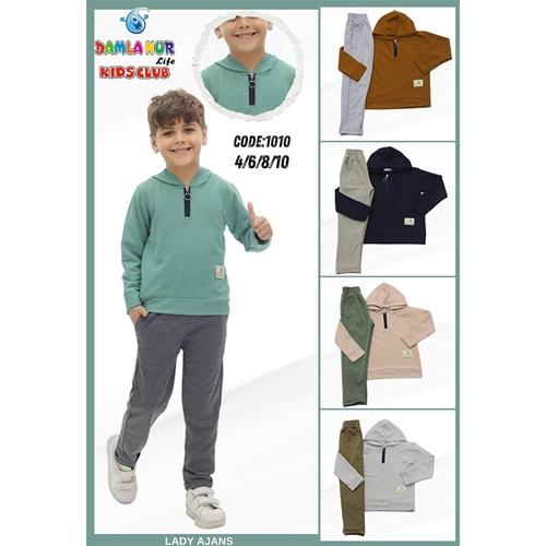 Damlanur Erkek Çocuk fermuar kapşonlu Takım 4-10 Yaş