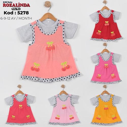 Rozalinda 5278 Kız Bebe Kirazlı Elbise 6-12 AY