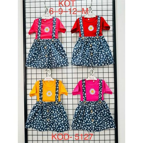 Rozalinda 5127 Kız Bebe Kot Etekli Papatyalı Takım 6-12 AY