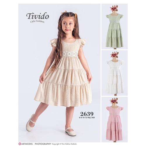 Tivido 2639 Kız Çocuk Bürümcük Elbise 6-12 Yaş