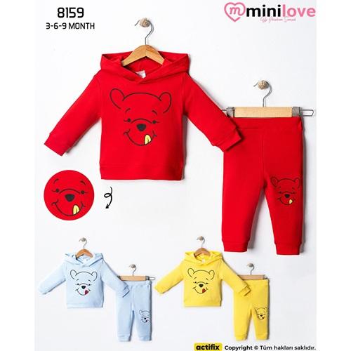 Mini love 8159 Bebe Penye Winnie The Pooh Baskılı 2 Li Takımı 3-18 Ay