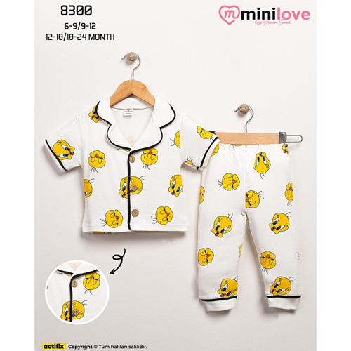 Mini love 8300 Bebe Penye Twetty Baskılı Pijama Takımı 6-24 Ay