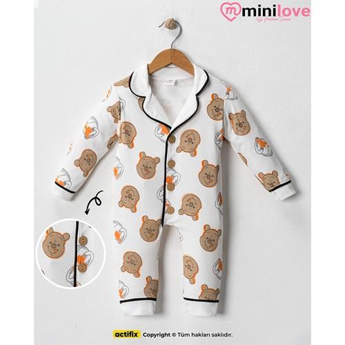 Mini love 8215 Bebe Raporlu Poh Baskılı Tulum 6-24 Ay