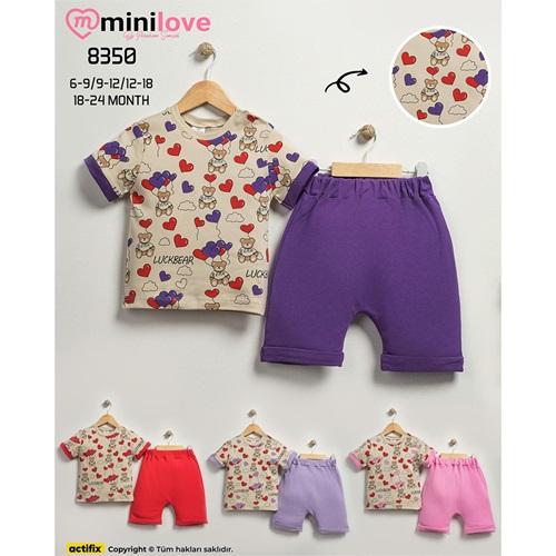 Mini love 8350 Bebe Ayıcık Kısa Kollu Takım 6-24 Ay