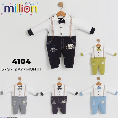 Million 4104 Erkek Bebe Penye Papyönlu çıtçıtlı Tulum 3-9 Ay