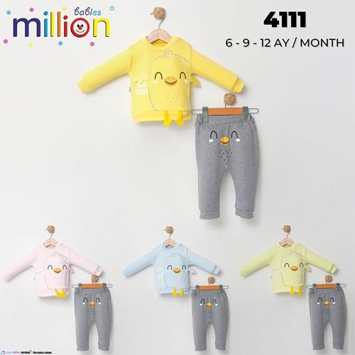 Million 4111 Erkek Bebe Penye Civcivli 2 li Takım 3-9 Ay