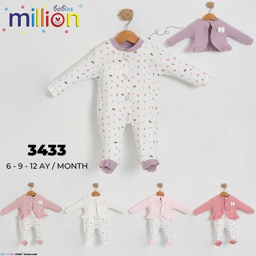 Million 3433 Kız Bebe Penye Bolerolu Tulum 3-9 Ay