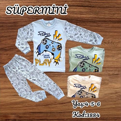 Süpermini 3884 Erkek Çocuk Penye Atari Baskılı Takım 4-6 Yaş