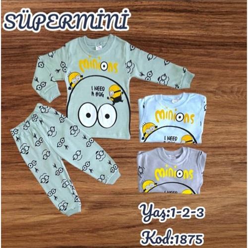 Süpermini 1875 Erkek Penye Çocuk Minyonlar Baskılı Takımı 1-3 Yaş