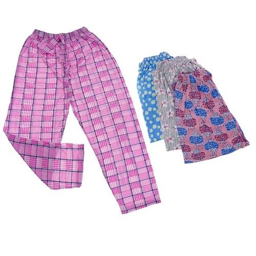 Çiçekli Bayan Penye Desenli Pijama Tek Alt M-2XL(4 Lü)