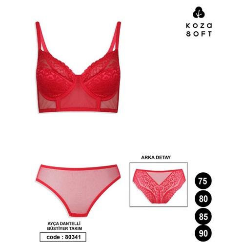Koza Soft 80341 Bayan Ayça Dantelli Büstiyer Takım 75-90