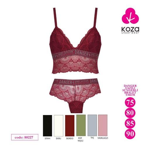 Koza 80227 Danger Yazılı Bralet Dantelli Sütyen Takımı 75-90