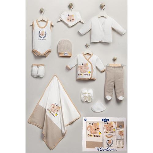 ConCon 725 Bebe Sincap Baskılı 10 Parça Zıbın Set 0-3 Ay