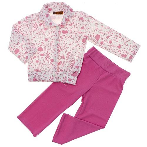 Pau Moda Kız Çocuk Çiçekli Fitilli Tayt Takım 3-7 Yaş