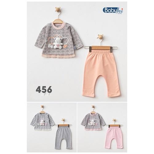 Baby Hi 456 Kız Bebe Penye Mikro Sevimli Ayıcık 2Li Takım 6-9-12 Ay