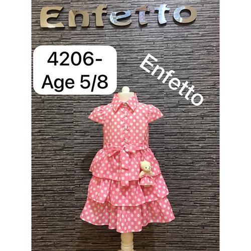 Enfetto 4206 Kız Çocuk Puantiyeli Oyuncaklı Elbise 5-8 Yaş
