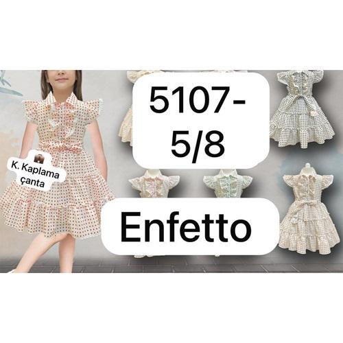 Enfetto 5107 Kız Çocuk Puantiyeli Çantalı Elbise 5-8 Yaş