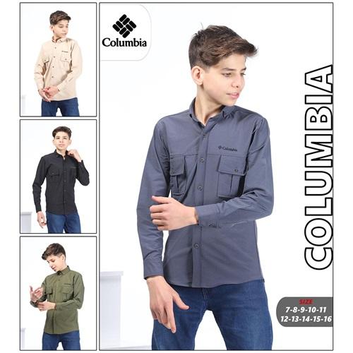 Columbia 1011 Erkek Çocuk Columbia Nakışlı Düğmeli Paraşüt Gömlek 12-16 Yaş