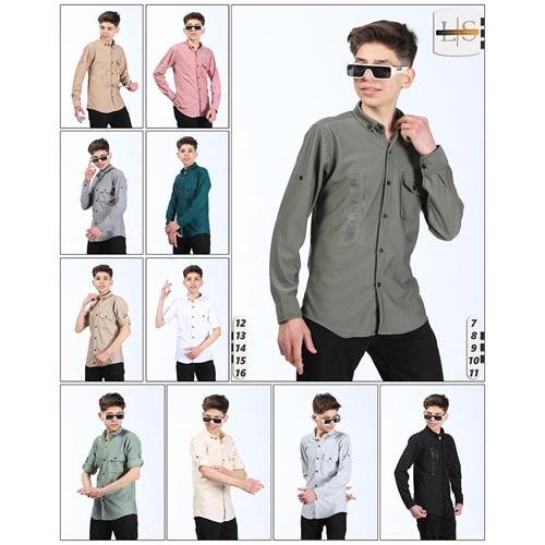 Lasgaris 1006 Erkek Çocuk Diagonel Enjeksiyon Baskılı Cepli Gömlek 12-16 Yaş