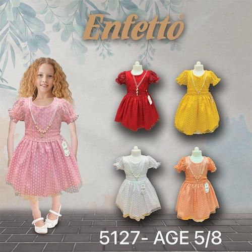 Neo Style 5127 Kız Çocuk Tül Puantiyeli Elbise 4-7 Yaş