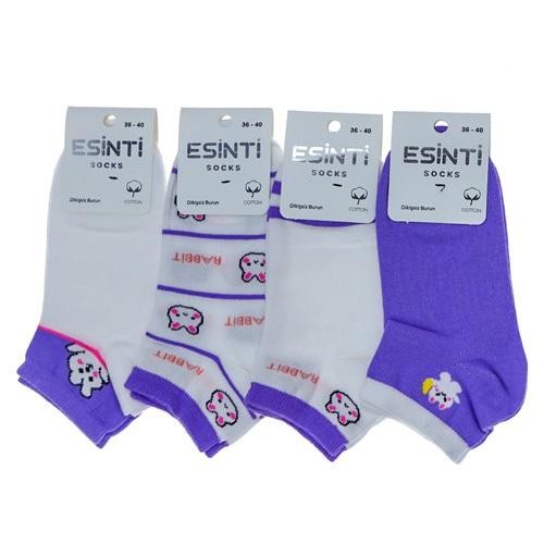 Esinti 9109 Bayan Penye Dikişsiz Likrali Patik Çorap