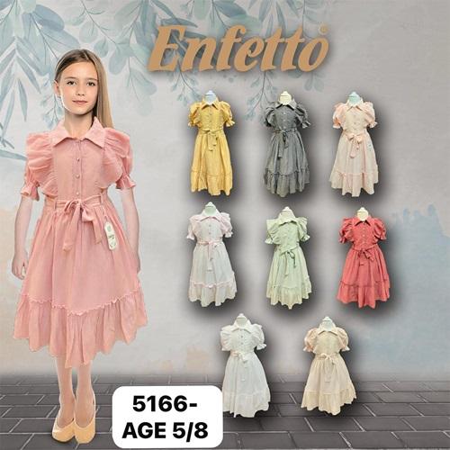 Lotus 5166 Kız Çocuk Keten Çantalı Elbise 5-8 Yaş