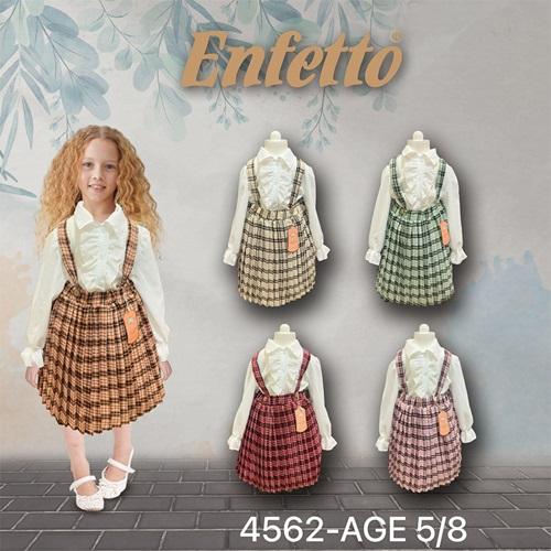 Lotus 4562 Kız Çocuk Ekoseli Gömlekli Elbise 5-8 Yaş