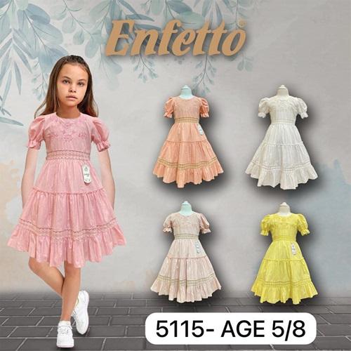 Lotus 5115 Kız Çocuk Dantel Detaylı Elbise 5-8 Yaş