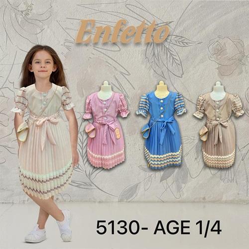 Enfetto 5130 Kız Çocuk Çantalı Etek Piliseli Elbise 1-4 Yaş