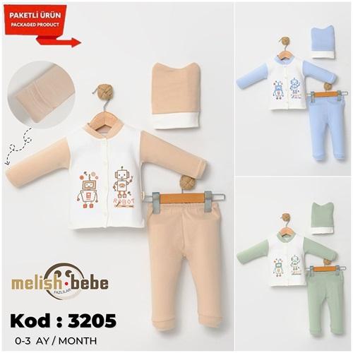 Melish Bebe 3205 Bebe Penye Robot Baskılı Tulum 0-3 Ay