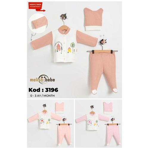 Melish Bebe 3196 Bebe Penye Home Baskılı Tulum 0-3 Ay