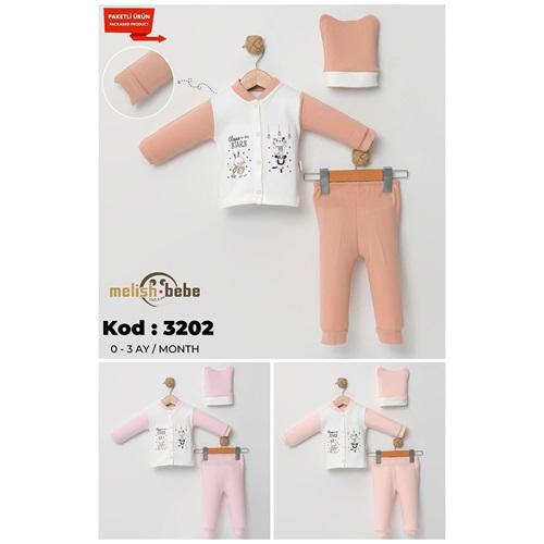 Melish Bebe 3202 Bebe Penye Stars Baskılı Tulum 0-3 Ay