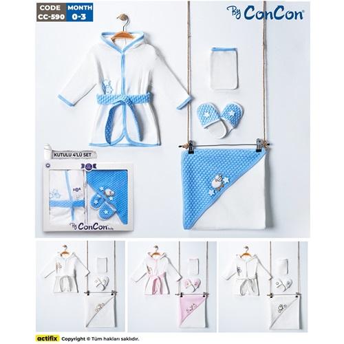 ConCon 590 Bebe Kuzulu 3 Parça Bornoz Seti 0-1 Yaş