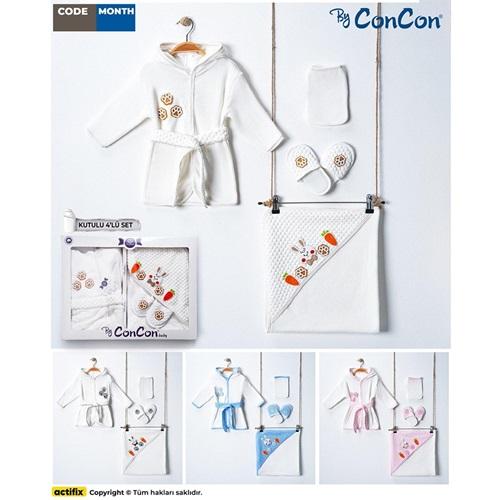 ConCon 595 Bebe Tavşanlı 3 Parça Bornoz Seti 0-1 Yaş