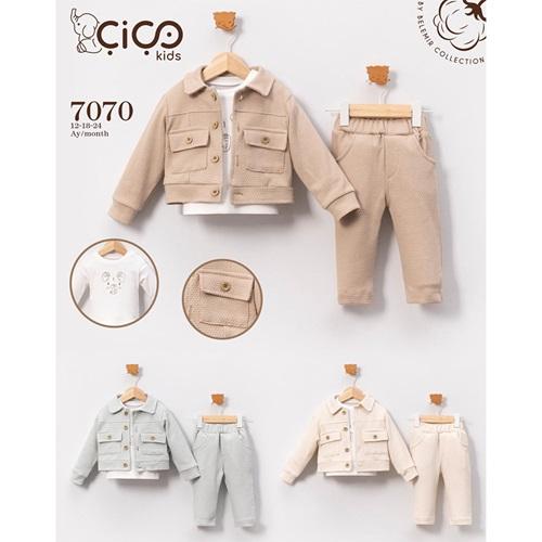 Çiço Kids 7070 Erkek Bebe Penye Cepli 3 Lü Takım 12-24 Ay