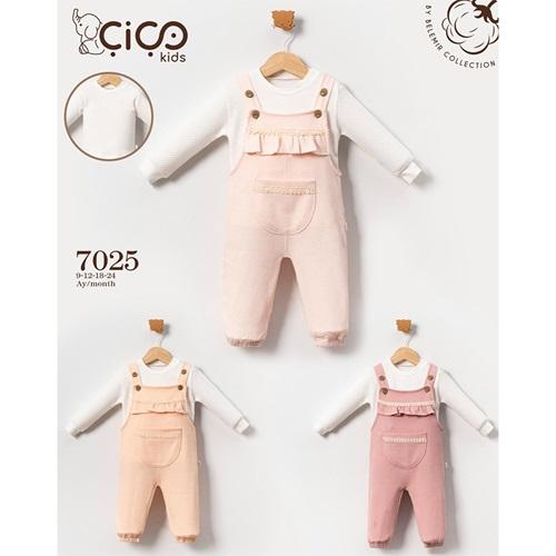 Çiço Kids 7025 Kız Bebe Penye Güpür Detaylı Slopet Tulum 9-24 Ay