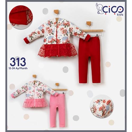 Çiço Kids 313 Kız Bebe Penye Etek Ucu Dantelli 2 Li Takım 12-24 Ay