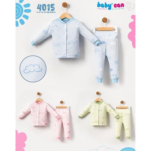 Baby Can 4015 Bebe Penye Ay Ve Yıldız Baskılı Çıtçıtlı Pijama Takım 9-24 Ay