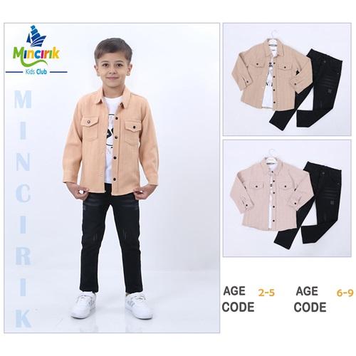 Mıncırık Kids 2136 Erkek Çocuk Gömlekli 3 Lü Takım 6-9 Yaş