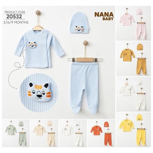 Nana Baby 20539 Bebe Penye Raporlu Micro Aslan Nakışlı 5 Li Zıbın Takım 0-3 Ay (Kutulu)