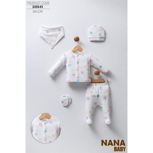 Nana Baby 20541 Bebe Penye Balon Baskılı 5 Li Zıbın Takım 0-3 Ay