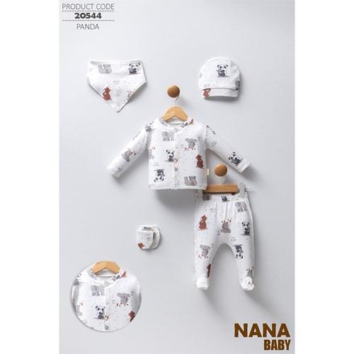 Nana Baby 20544 Bebe Penye Sevimli Hayvanlar Baskılı 5 Li Zıbın Takım 0-3 Ay